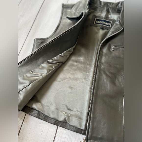 🌾 Saguaro Charcoal Grey Leather Vest with Zip Closure - Picture 3 of 6